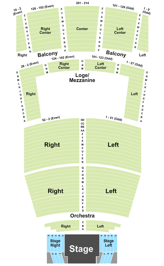 Berglund Performing Arts Theatre Seating Chart: Endstage w/Stage R-L