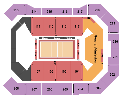 Berry Center Seating Chart: Volleyball