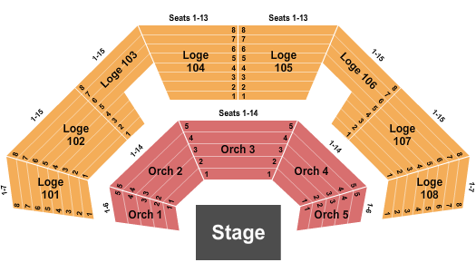 Beverly O'Neill Theater at Long Beach Convention Center Seating Chart: Endstage