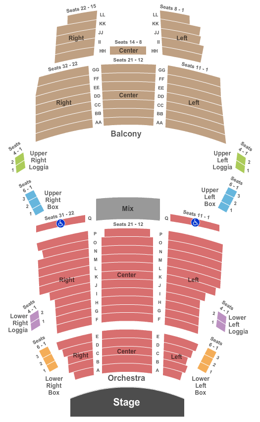 U.S. Cellular Stage at the Bijou Theatre Seating Chart: End Stage