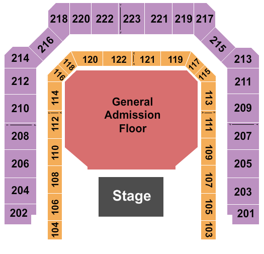 Bill Graham Civic Auditorium Seating Chart: Endstage 100s/200s GA Flr