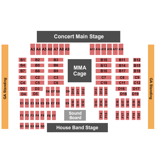 Billy Bobs Seating Chart: MMA