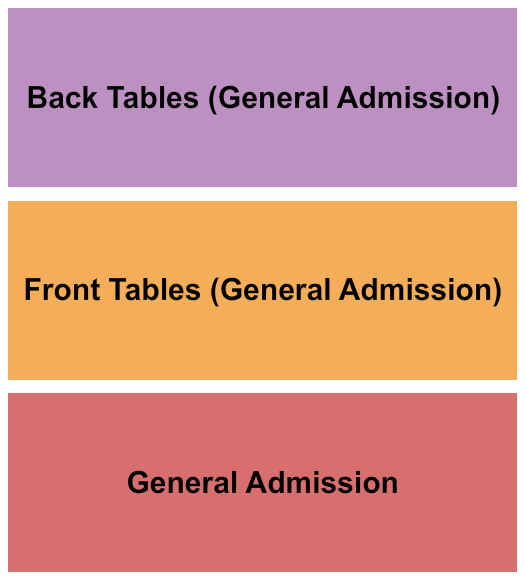 Birdie's Social Club Seating Chart: GA & Front/Back Tables