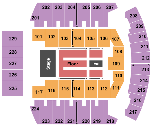 Bismarck Event Center Seating Chart: Endstage Reserved