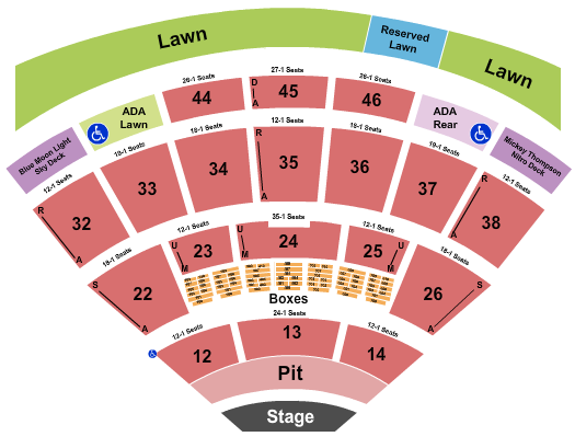 Blossom Music Center Seating Chart: Endstage GA Pit & RSV Lawn