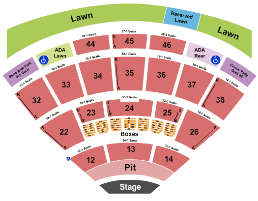 Blossom Music Center Seating Chart: Endstage GA Pit & RSV Lawn