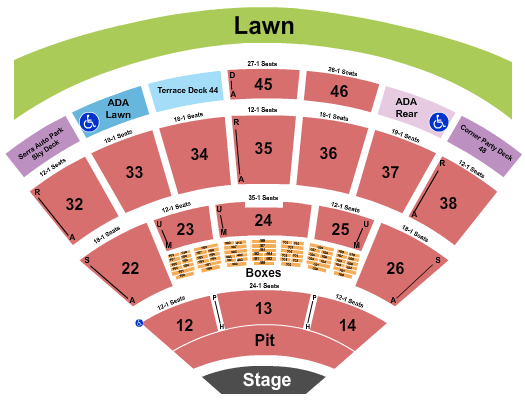 Blossom Music Center Seating Chart: Endstage GA Pit w/ Terrace Deck