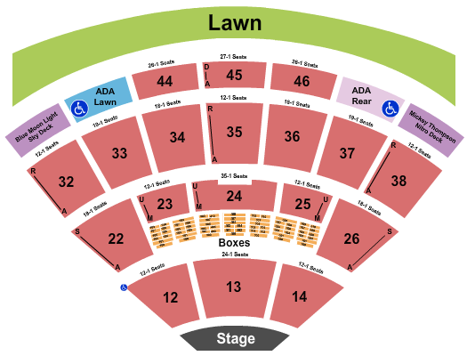 Blossom Music Center Seating Chart: Endstage w/ Terrace Deck