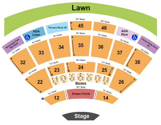Blossom Music Center Seating Chart: Endstage with Dress Crc