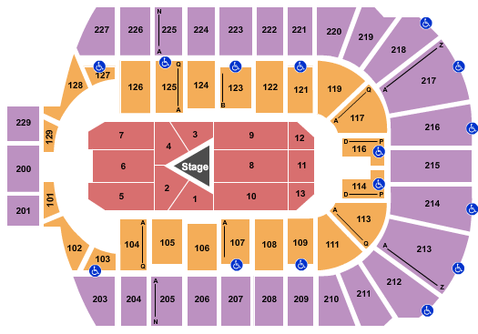 Blue Cross Arena Seating Chart: Center Stage 1