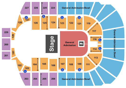 Blue Cross Arena Seating Chart: Half House GA Floor/Upper GA