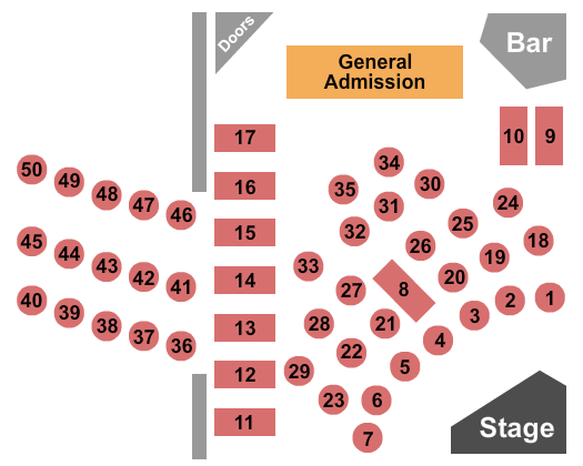 Blue Note - Harrison Seating Chart: RSV Tables & GA 2