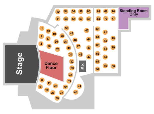 Blue Ocean Music Hall Seating Chart: Dance Floor & Tables