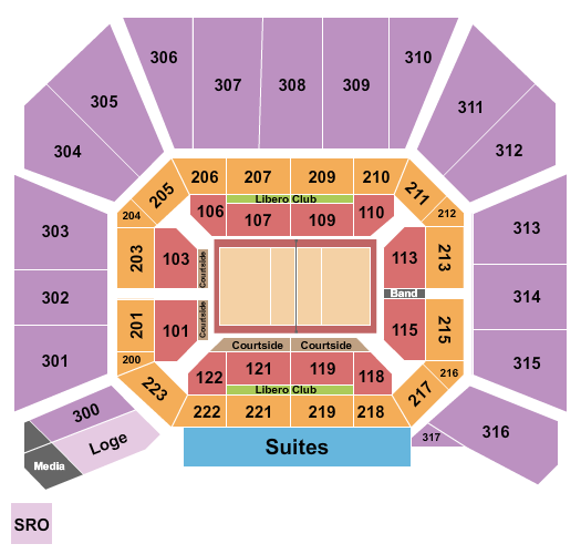 Bob Devaney Sports Center Seating Chart: Volleyball 2026