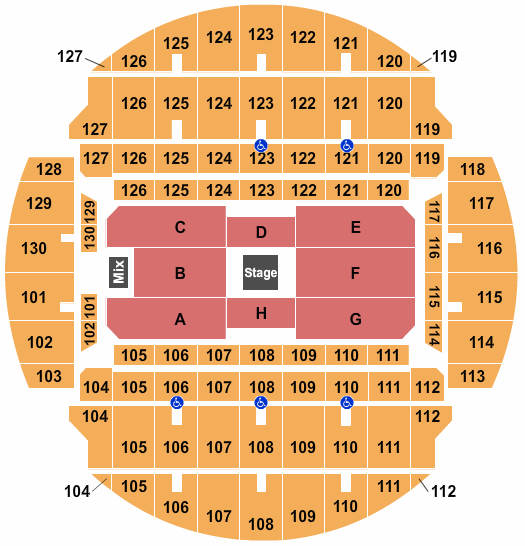 Bojangles Coliseum Seating Chart: Center Stage