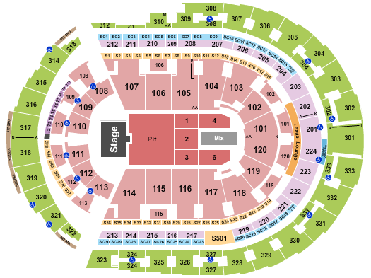 Bridgestone Arena Seating Chart: Pearl Jam 1