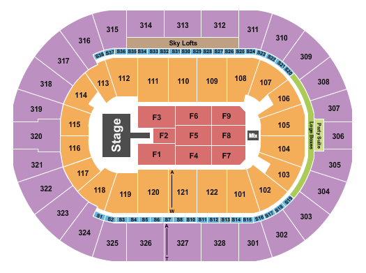 BOK Center Seating Chart: Endstage Catwalk 3