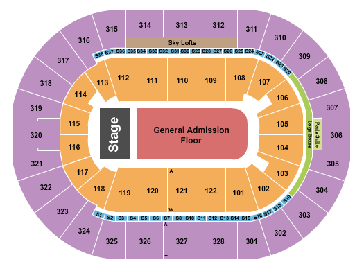 BOK Center Seating Chart: End Stage GA