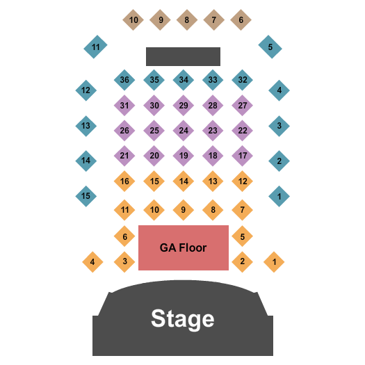 Boot Barn Hall At Bourbon Brothers - GA Seating Chart: Endstage Tables 3