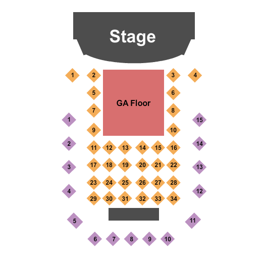 Boot Barn Hall At Bourbon Brothers - GA Seating Chart: End Stage