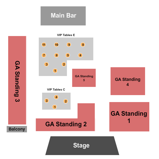 Nile Theater - CA Seating Chart: GA Standing & Tables