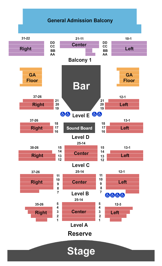 Boulder Theater Seating Chart: Endstage RSV & GA Flr/Balc