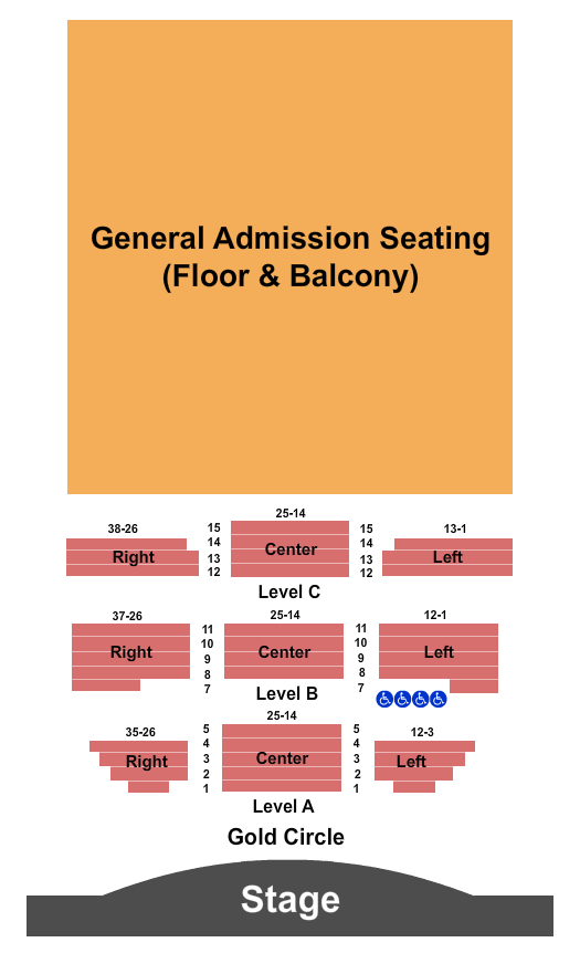 Boulder Theater Seating Chart: GA Seated Combined