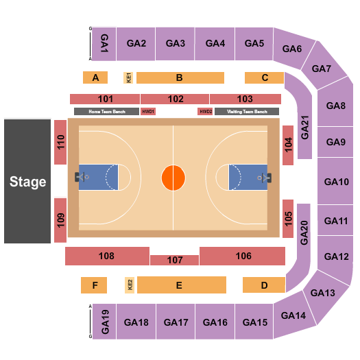 Boutwell Auditorium Seating Chart: Basketball