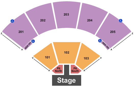 Brandon Amphitheater Seating Chart: Endstage Catwalk w/ RSV Pits