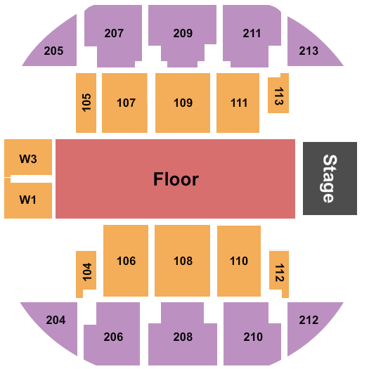 Brick Breeden Fieldhouse Seating Chart: Endstage Reserved Floor