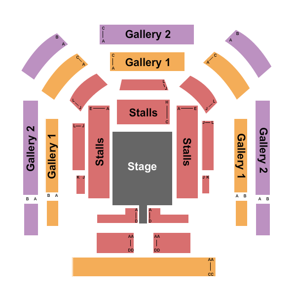 Bridge Theatre - London Seating Chart: Center Stage 2