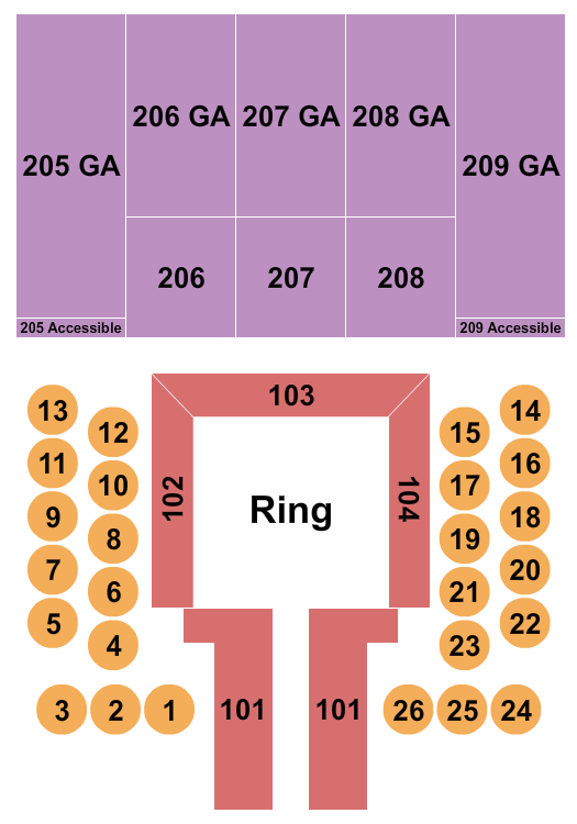 Bridge View Center Expo Hall Seating Chart: Wrestling 2