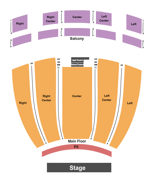 Bridges Auditorium Seating Chart: End Stage