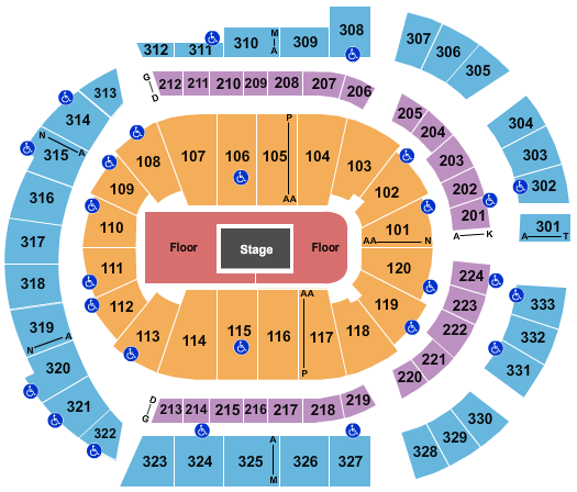 Bridgestone Arena Seating Chart: Center Stage 1