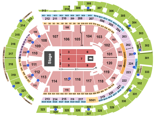 Bridgestone Arena Seating Chart: Endstage 2