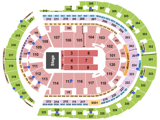 Bridgestone Arena Seating Chart: Endstage 3a