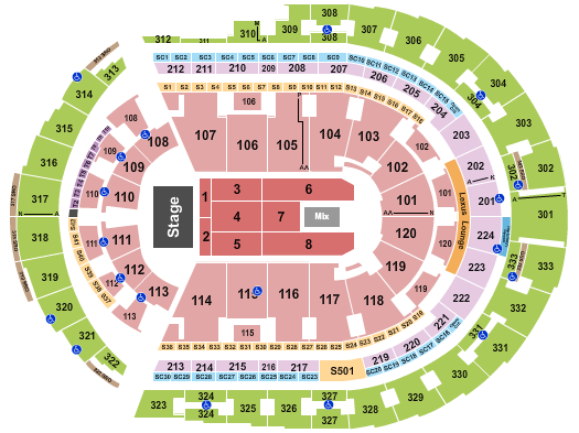 Bridgestone Arena Seating Chart: Endstage 6