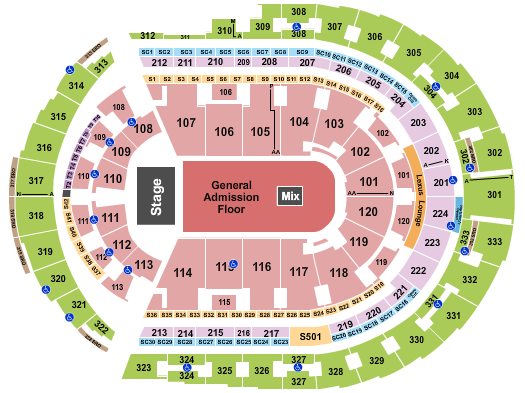 Bridgestone Arena Seating Chart: Endstage GA Floor 2