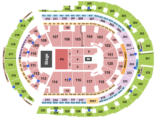 Bridgestone Arena Seating Chart: Endstage GA Pit 2