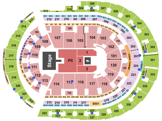 Bridgestone Arena Seating Chart: Endstage GA Pit w/ Catwalk 2
