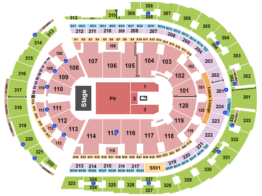 Bridgestone Arena Seating Chart: Endstage Pit 3