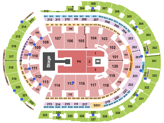 Bridgestone Arena Seating Chart: Endstage Pit 4