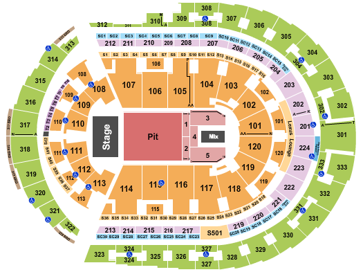 Bridgestone Arena Seating Chart: Endstage Pit 5