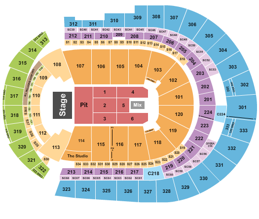 Bridgestone Arena Seating Chart: Endstage Pit 6