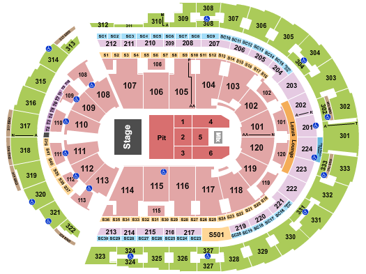 Bridgestone Arena Seating Chart: Endstage Pit