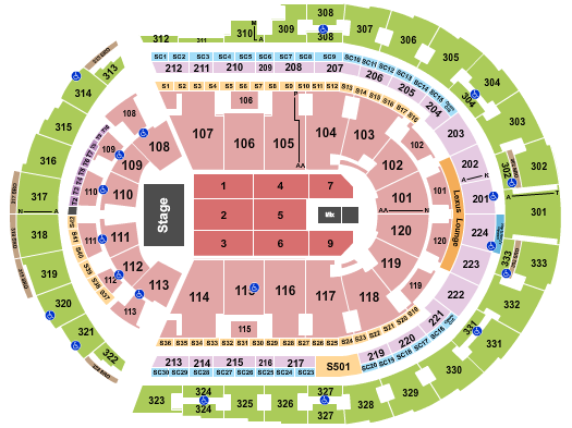 Bridgestone Arena Seating Chart: End Stage