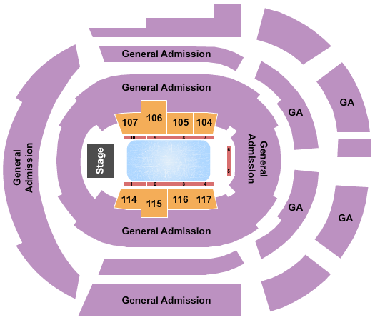 Bridgestone Arena Seating Chart: Ice Show with GA