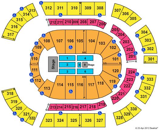Sommet Center (formerly Nashville Arena And Gaylord Entertainment Center) Seating Map