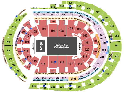 Bridgestone Arena Seating Chart: Rodeo W/ Concert