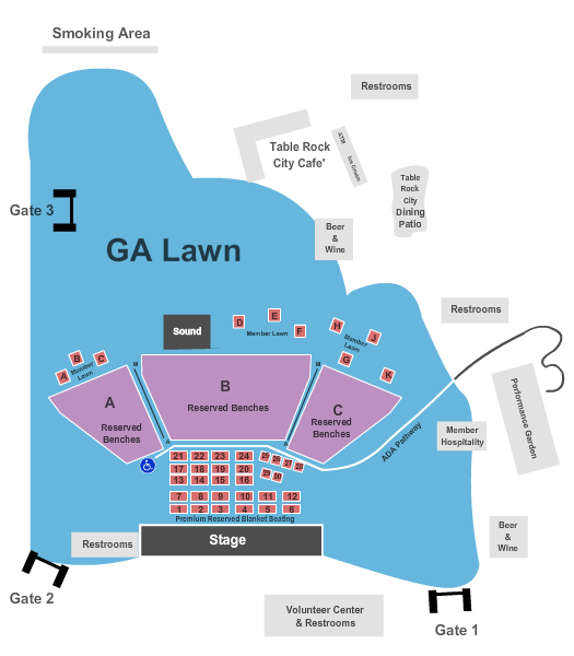 Britt Festival Pavilion & Gardens Seating Chart: End Stage